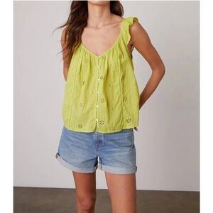 Velvet by Graham & Spencer Coco Eyelet Lime Green Top
